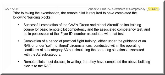 CAP722B A2 CofC Flying requirements