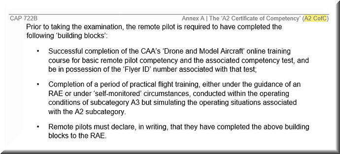 CAP722B A2 CofC Flying requirements