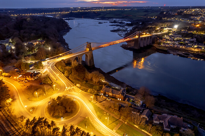 207 Menai Bridge at night