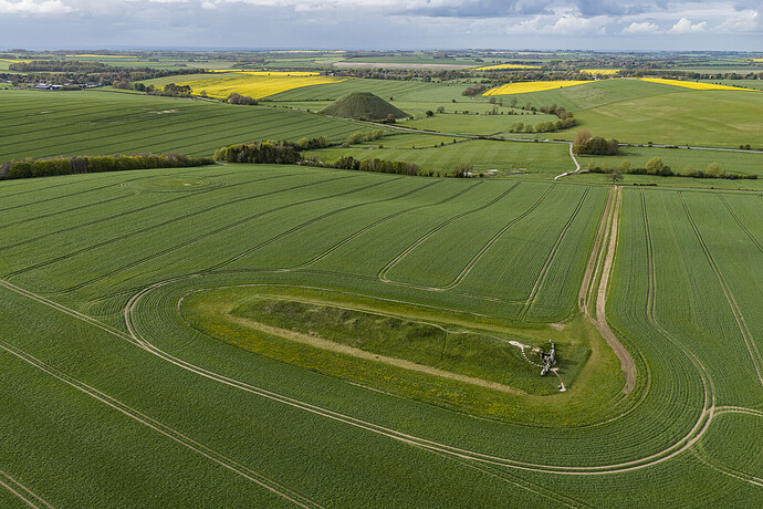 West Kennet Long Barrow, Silbury Hill behind