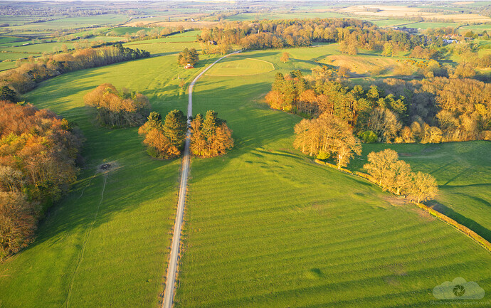 Gumley leading line to cricket field evening DJI_0307