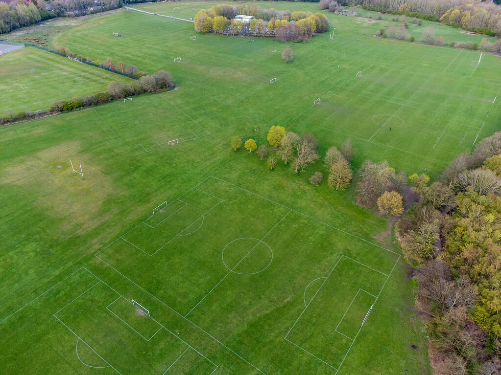 Turn Moss playing fields, Stretford, Manchester Photos by Drone