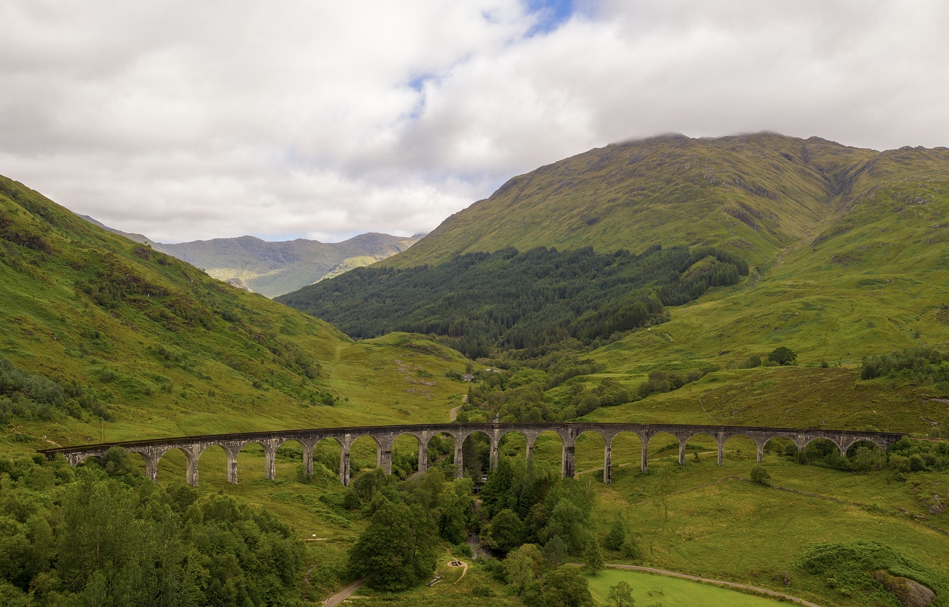 Glenfinnan viaduct extra visitor in shot Photos by Drone Grey