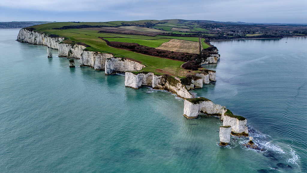 Old Harry Rocks (25th Jan)- in-between storms - Photos by Drone - Grey ...