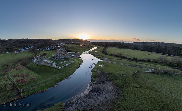 Ogmore Catslte Sunset Pano