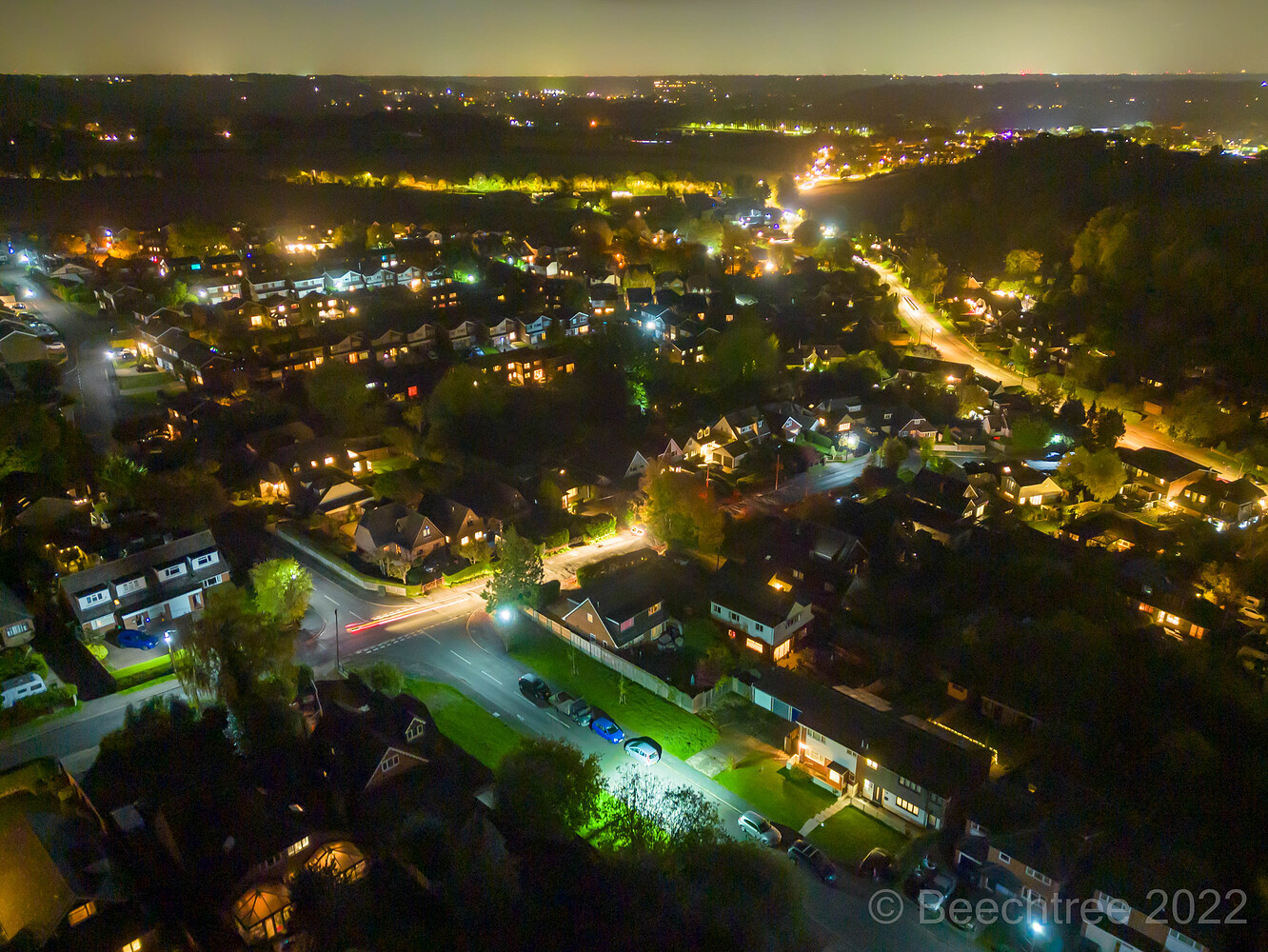 Marlow Bottom by Night Photos by Drone Grey Arrows Drone Club UK