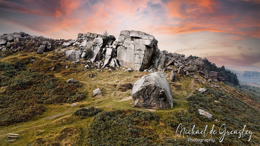 Cow & Calf rock Ilkley Moor Photos by Drone Grey Arrows Drone Club UK